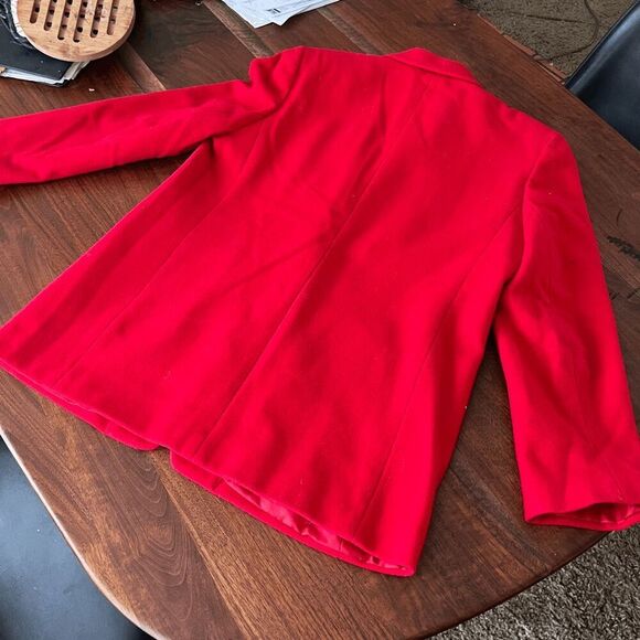 VTG Harvey Bernard Heavy Weight Singe Button Red Wool Cashmere Blend Blazer - SZ - Picture 4 of 7